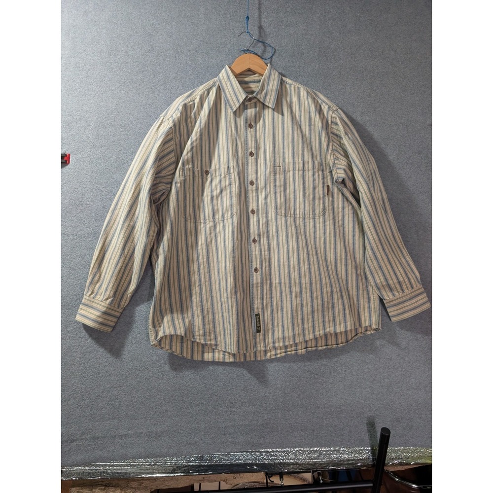 Timberland Weathergear Shirt Mens Large Striped Button Up Cotton Y2K Workwear